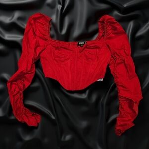 MISSGUIDED Elegant Red Women's Long Sleeve Top. NWT!
